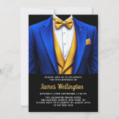 Invitation Royal Blue et Gold Tuxedo fête d'anniversaire (Devant)