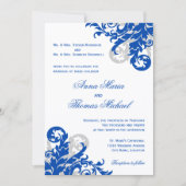Invitation Royal Blue et Mariage argenté (Devant)