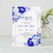 Invitation Royal Blue et Silver Bridal Showback (Debout devant)
