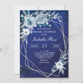 Invitation Royal Blue et Silver Bridal Showback (Devant)