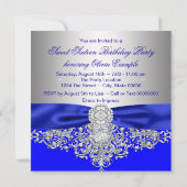 Invitation Royal Blue et Silver Diamond Sweet 16 Party (Dos)
