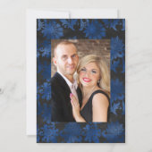 Invitation Royal Blue et Silver Floral Mariage Photo (Dos)
