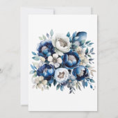 Invitation Royal Blue et Silver Peony Mariage Couples Douche (Dos)