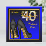 Invitation Royal Blue Fabulous 40th Birthday Party<br><div class="desc">Superbe chaussure de talon bleu royal et or haut 40e anniversaire invitation fête. Cette élégante invitation royale bleue et or 40ème anniversaire est facilement customisée pour votre événement.</div>