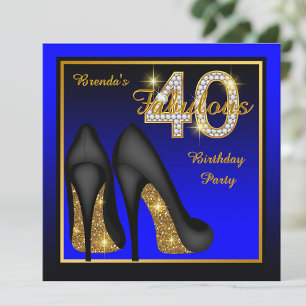 Invitation Royal Blue Fabulous 40th Birthday Party