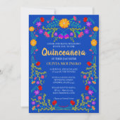 Invitation Royal Blue Fiesta Party Mexicaine Quinceanera (Devant)