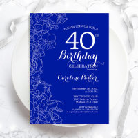 Royal Blue Floral 40e fête d'anniversaire