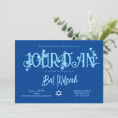 Invitation Royal Blue Floral Bat mitzvah, Pois (Debout devant)