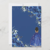 Invitation Royal Blue Floral Brown Princess Sweet 16 Annivers (Dos)