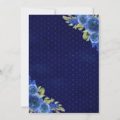 Invitation Royal Blue Floral Butterfly Black Gold Quinceanera (Dos)