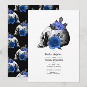 Invitation Royal Blue Floral Fête des mariées gothique