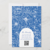 Invitation Royal Blue Floral Garden Arch RSVP QR Code Wedding (Dos)