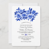 Invitation Royal Blue Floral Mariage aquarelle (Devant)