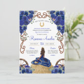 Invitation Royal Blue Floral Ouest Charra Quinceañera (Debout devant)