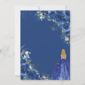 Invitation Royal Blue Floral Princess Sweet 16 Anniversaire (Dos)