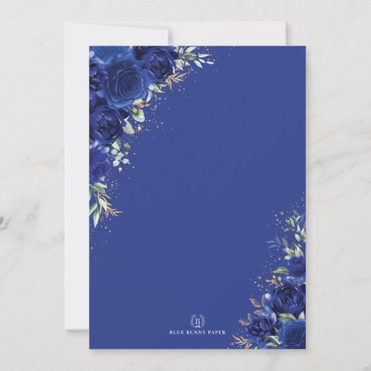 Invitation Royal Blue Floral Quinceañera Papillon Mis Quince (Dos)