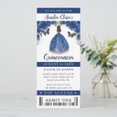 Invitation Royal Blue Floral Quinceañera Sweet 16 VIP Ticket (Debout devant)
