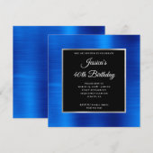 Invitation Royal Blue Foil argent et noir 40e anniversaire (Devant / Derrière)