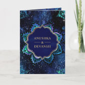 Invitation Royal Blue Galaxy Mandala QR Code Mariage indien (Devant)