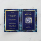 Invitation Royal Blue Galaxy Mandala QR Code Mariage indien (Intérieur)