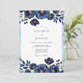 Invitation Royal Blue Glorious Botanical Wedding (Debout devant)