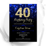 Invitation Royal Blue Gold 40e anniversaire<br><div class="desc">40e anniversaire invitation de fête. Elégant design bleu royal avec faux or parties scintillant. Dispose de diamants élégants, lumières de livres et police de script. Hommes ou femmes anniversaire invitation. Idéal pour une fête d'anniversaire pour adultes. Personnalisez avec vos propres détails. Message-moi si vous avez besoin d'une personnalisation plus poussée....</div>