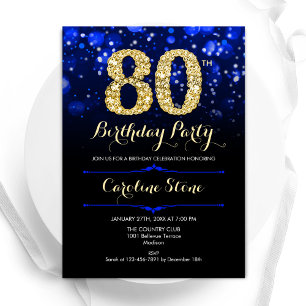 Invitation Royal Blue Gold 80e anniversaire