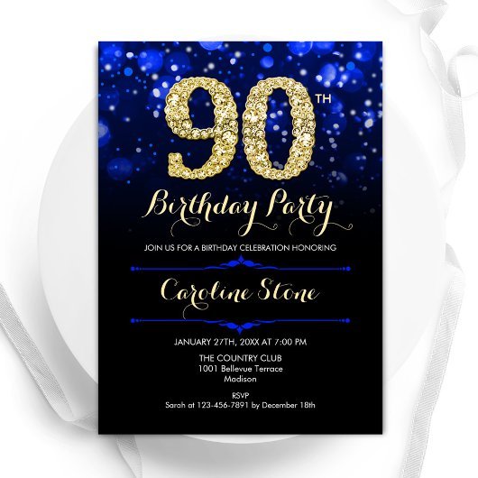 Invitation Royal Blue Gold 90e anniversaire