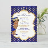 Invitation Royal Blue & Gold African American Prince Crown (Debout devant)
