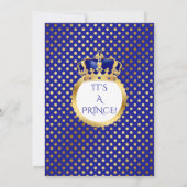 Invitation Royal Blue & Gold African American Prince Crown (Dos)