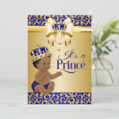 Invitation Royal Blue & Gold African American Prince Crown (Debout devant)