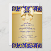 Invitation Royal Blue & Gold African American Prince Crown (Dos)