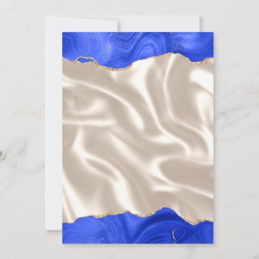 Invitation Royal Blue Gold Agate Mariage en soie ivoire (Dos)