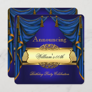 Invitation Royal Blue Gold Anniversaire Party Hommes 2
