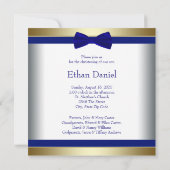 Invitation Royal Blue Gold Baby Boy Photo Christening (Dos)