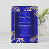 Invitation Royal Blue Gold Bamboo photo Anniversaire (Debout devant)