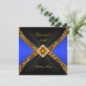 Invitation Royal Blue Gold Black Leopard Jewel 40e anniversai (Debout devant)