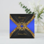 Invitation Royal Blue Gold Black Leopard Jewel Anniversaire (Debout devant)