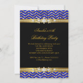 Invitation Royal Blue & gold Chevron Diamond Photo Anniversai (Dos)
