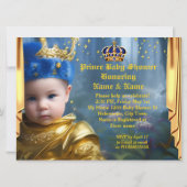 Invitation Royal Blue Gold Crown Drapes Prince Baby shower (Dos)