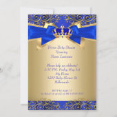Invitation Royal Blue Gold Damask Prince Baby shower Ethnic (Dos)
