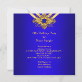 Invitation Royal Blue Gold Deco Stripe Anniversaire (Dos)