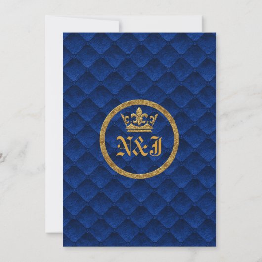 Invitation Royal Blue & Gold Draps Scroll (Dos)
