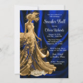 Invitation Royal Blue Gold Elegant Basket Ball (Devant)
