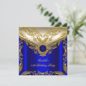 Invitation Royal Blue Gold Elegant Elite fête d'anniversaire (Debout devant)