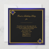 Invitation Royal Blue Gold Élégante fête d'anniversaire (Dos)
