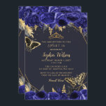 Invitation Royal Blue Gold Floral Butterfly Sweet 16<br><div class="desc">Elégant Royal Blue Gold Floral Butterflies Sweet 16 Invitation</div>
