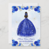 Invitation Royal Blue Gold Floral Princesse Quinceañera (Dos)