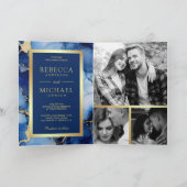 Invitation Royal Blue Gold Fluid Ink QR Code Wedding (Intérieur)