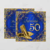 Invitation Royal Blue Gold High Heel Fabuleux 50e anniversair (Devant / Derrière)